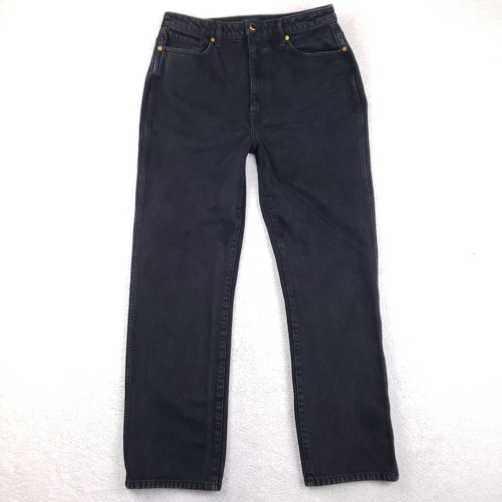 Khaite Abigail High Rise Straight Leg Jeans Washed Black 31 Made in USA